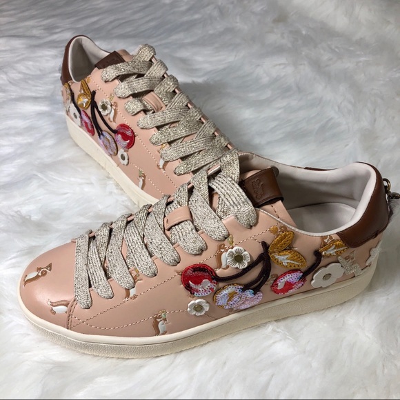 🍒NEW! Coach C101 Cherry Appliqué Leather Sneaker - Picture 3 of 8